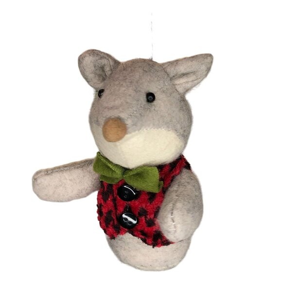 Christmas Ornament Stuffed Animal Plush Bowtie Mole Mouse Holiday Tree Wreath De - Picture 8 of 8